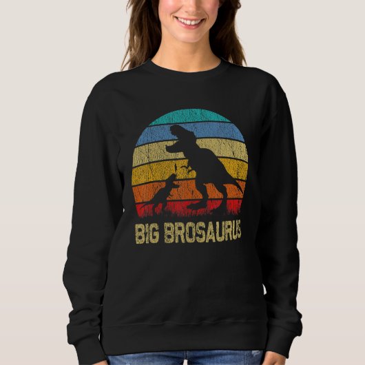 Big BroSaurus T Rex Dinosaur Big Brother Saurus Fa Trui (Voorkant)