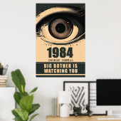 Big Brother 1984 Book Reference George Orwell Poster (Thuiskantoor)