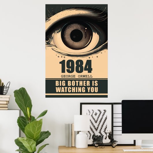 Big Brother 1984 Book Reference George Orwell Poster (Thuiskantoor)
