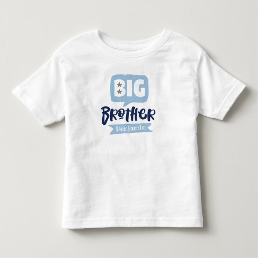 Big Brother Baby Aankondiging Naam & Monogram Todd Kinder Shirts (Voorkant)