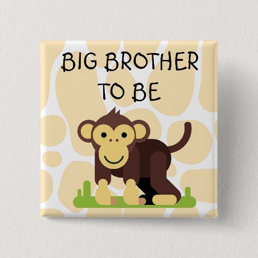 Big Brother Baby shower Button met aap (Voorkant)