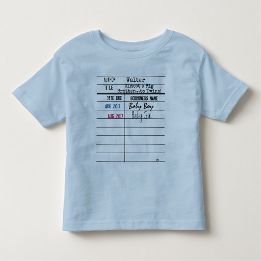 Big Brother/Big Sister Library Vervaldatum Kaart S Kinder Shirts (Voorkant)