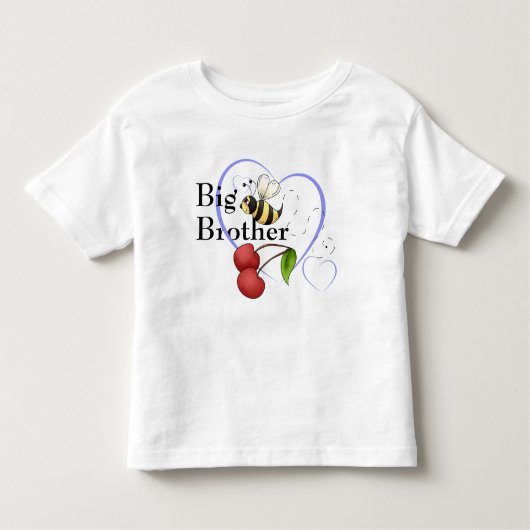 Big Brother Bumble Bee Cherry Blue Heart Kinder Shirts (Voorkant)