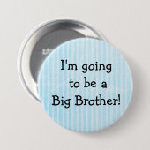 'Big Brother'-Button Blue Birth Announcement-pinco Ronde Button 7,6 Cm (Voorkant /achterkant)