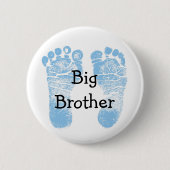 "Big Brother"-Button met schattige blauwe voetafdr Ronde Button 5,7 Cm (Voorkant)