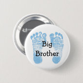 "Big Brother"-Button met schattige blauwe voetafdr Ronde Button 5,7 Cm (Voorkant /achterkant)
