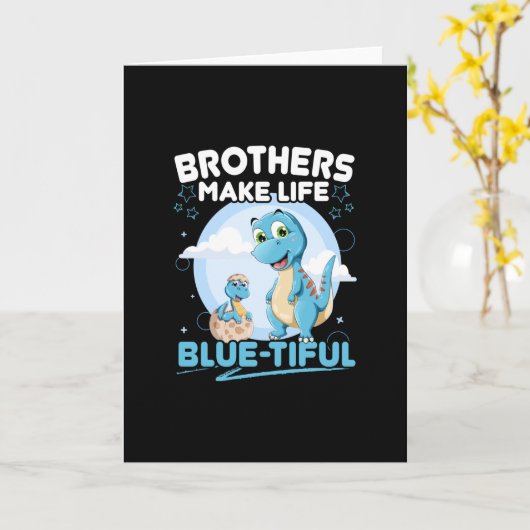 Big Brother Dinosaurus Mooi Leven Pun Kaart (Gele Bloem)