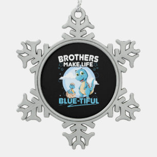 Big Brother Dinosaurus Mooi Leven Pun Tin Sneeuwvlok Ornament