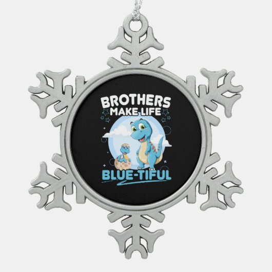 Big Brother Dinosaurus Mooi Leven Pun Tin Sneeuwvlok Ornament (Voorkant)