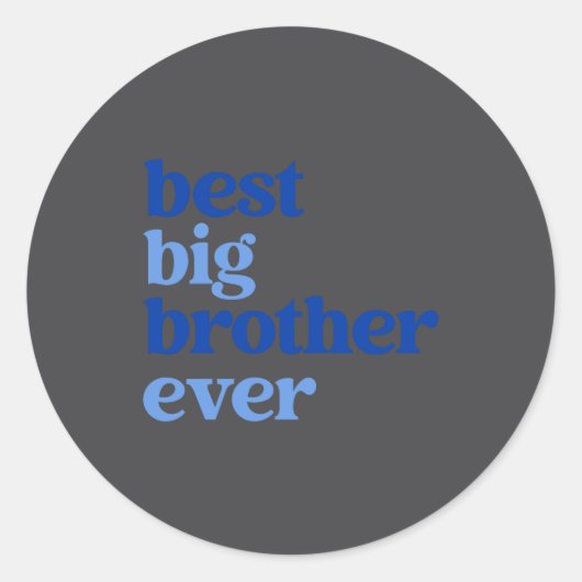 Big Brother Ever Gray With Blue Text Boys  Ronde Sticker (Voorkant)