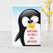 Big Brother gefeliciteerd, Geweldige Pinguïn Kaart (Gele Bloem)