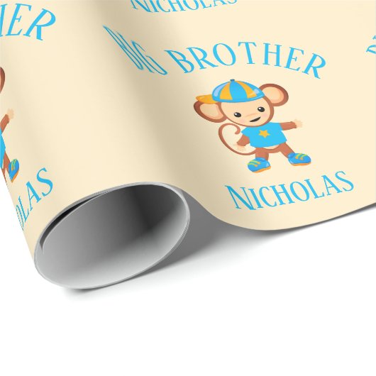 Big Brother Gepersonaliseerd met de naam Monkey Cadeaupapier (Rol Hoek)