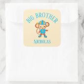 Big Brother Gepersonaliseerd met de naam Monkey Vierkante Sticker (Tas)