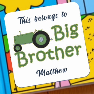 Big Brother Green Tractor gepersonaliseerd Vierkante Sticker