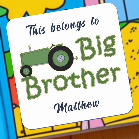 Big Brother Green Tractor gepersonaliseerd Vierkante Sticker