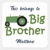Big Brother Green Tractor gepersonaliseerd Vierkante Sticker (Voorkant)