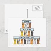 Big Brother Happy Birthday Cartoon Cats Briefkaart (Voorkant / Achterkant)