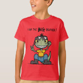 BIG brother Happy Green Dinosaur Cartoon Rood T-shirt (Voorkant)