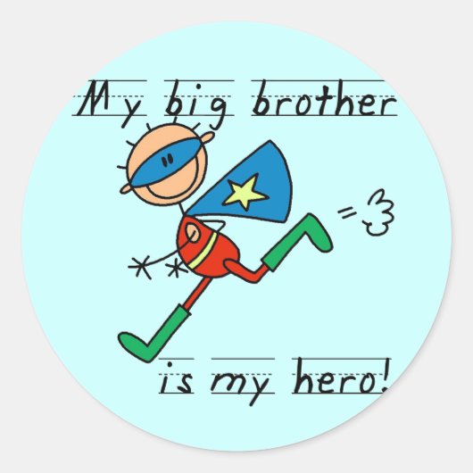 Big Brother Hero T-shirts en cadeautjes Ronde Sticker (Voorkant)