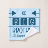 Big Brother initialen est. maand jaar blauw Washandje (Wasdoekje)