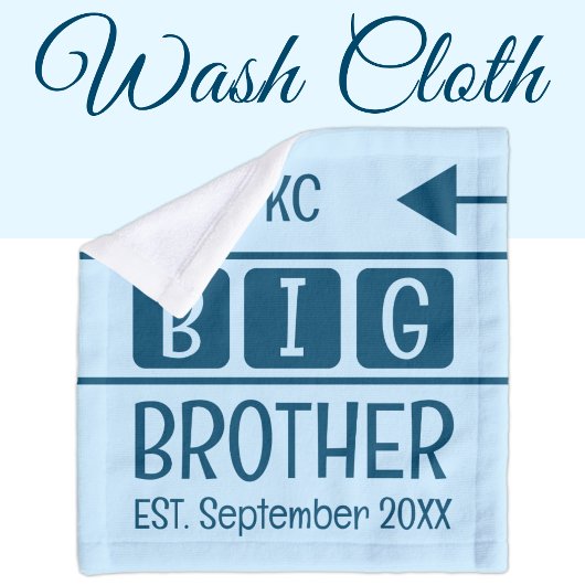 Big Brother initialen est. maand jaar blauw Washandje