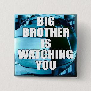 Big Brother kijkt naar jou Vierkante Button 5,1 Cm