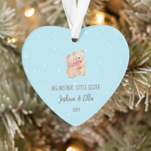 Big Brother Kleine Zus Eerste Kerstmis Keepsake Ornament (Boom)