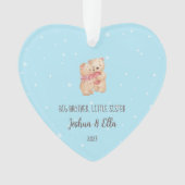 Big Brother Kleine Zus Eerste Kerstmis Keepsake Ornament (voorkant)