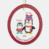 Big Brother & Lil' Brother Penguin op maat Keramisch Ornament (Links)