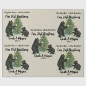 Big Brother Little Brother Bear Custom Christmas Cadeaupapier (Vlak)