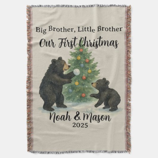 Big Brother Little Brother Bear Custom Christmas Deken (Voorkant Verticaal)
