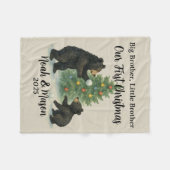 Big Brother Little Brother Bear Custom Christmas Fleece Deken (Voorkant (Horizontaal))