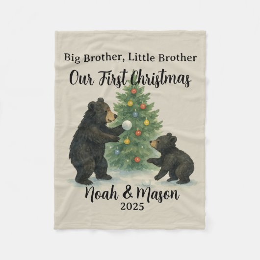 Big Brother Little Brother Bear Custom Christmas Fleece Deken (Voorkant)