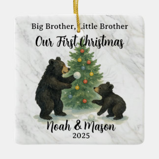 Big Brother Little Brother Bear Custom Christmas Keramisch Ornament