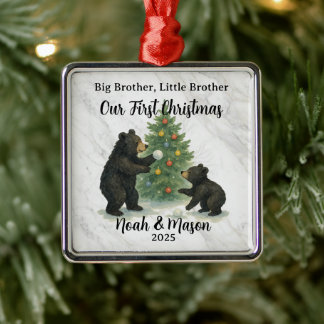 Big Brother Little Brother Bear Custom Christmas Metalen Ornament