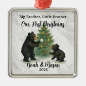 Big Brother Little Brother Bear Custom Christmas Metalen Ornament (Voorkant)