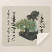 Big Brother Little Brother Bear Custom Christmas Sherpa Deken (Voorkant (horizontaal))