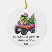 Big Brother Little Brother Dinosaur Kerstmis Keramisch Ornament (Voorkant)