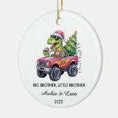 Big Brother Little Brother Dinosaur Kerstmis Keramisch Ornament (Links)