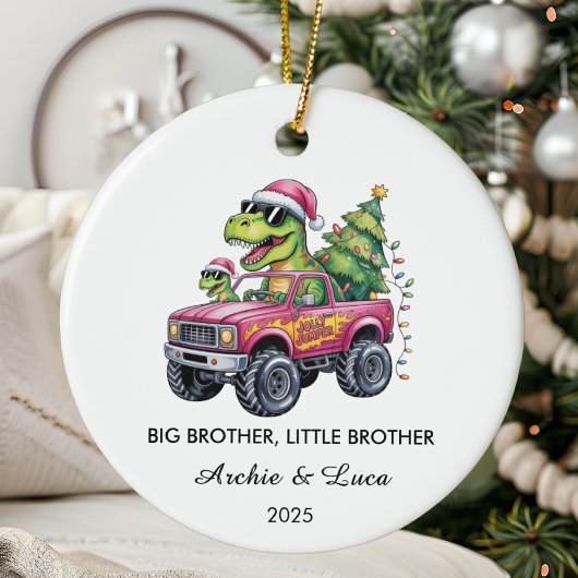 Big Brother Little Brother Dinosaur Kerstmis Keramisch Ornament