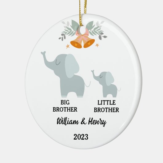 Big Brother & Little Brother Elephant, aangepaste  Keramisch Ornament (Links)