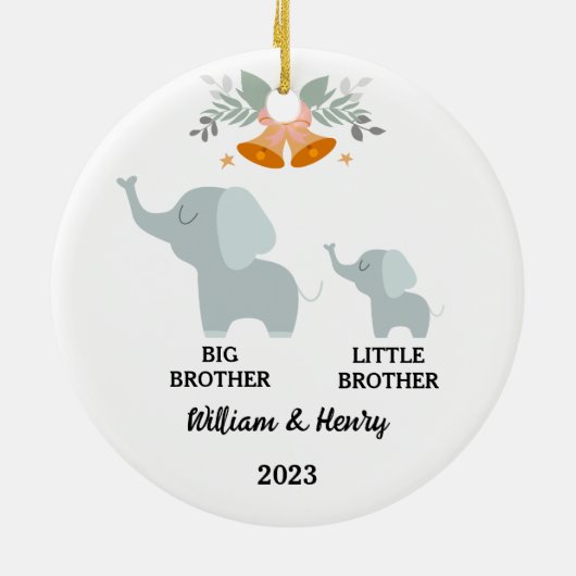 Big Brother & Little Brother Elephant, aangepaste  Keramisch Ornament (Achterkant)