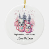 Big Brother Little Sister Elephant Kerstmis Keramisch Ornament (Voorkant)