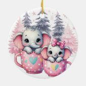 Big Brother Little Sister Elephant Kerstmis Keramisch Ornament (Achterkant)