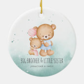 Big Brother Little Sister Siblings First Kerstmis Keramisch Ornament (Achterkant)