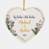 Big Brother Love Foto Holly Pine Gold Lijst Keramisch Ornament (Achterkant)