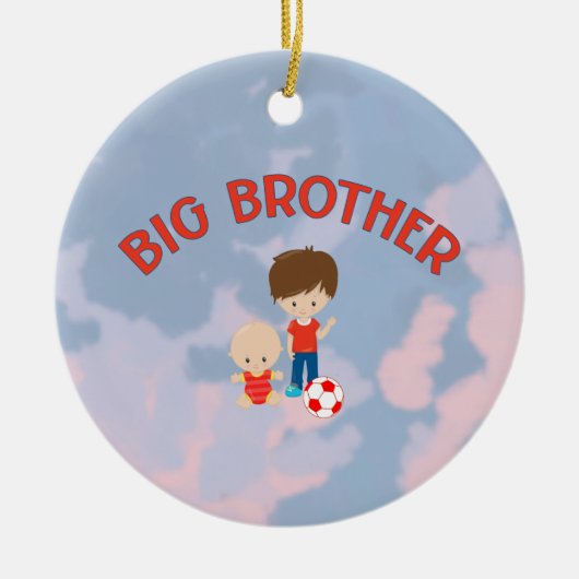 Big Brother met Baby Brother Hart Kerstboom Keramisch Ornament (Voorkant)