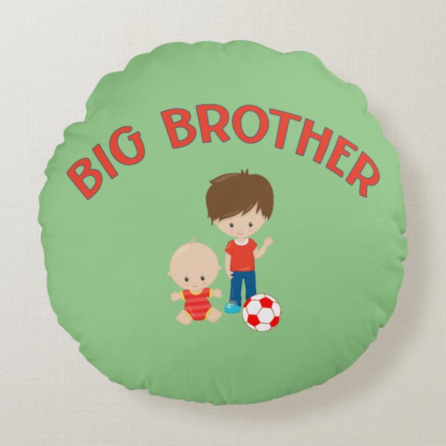 Big Brother met Baby Brother Round Pillow Rond Kussen (Voorkant)