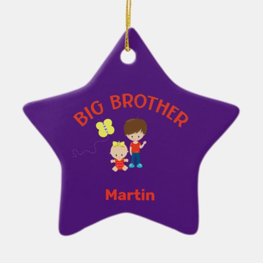 Big Brother met Baby Zuster Big Bro Name Star Keramisch Ornament (Voorkant)