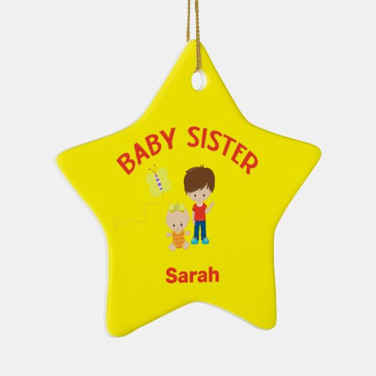 Big Brother met Baby zuster Naam Jaar Star Custom Keramisch Ornament (Rechts)